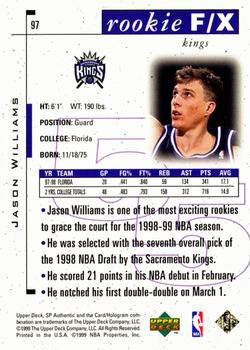 1998-99 SP Authentic #97 Jason Williams Back