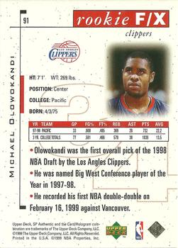 1998-99 SP Authentic #91 Michael Olowokandi Back
