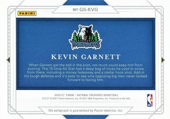 2020-21 Panini National Treasures - NBA Greats Signatures #GS-KVG Kevin Garnett Back