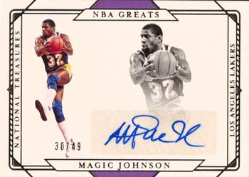 2020-21 Panini National Treasures - NBA Greats Signatures #GS-MGJ Magic Johnson Front