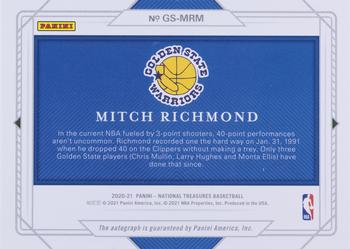 2020-21 Panini National Treasures - NBA Greats Signatures Bronze #GS-MRM Mitch Richmond Back
