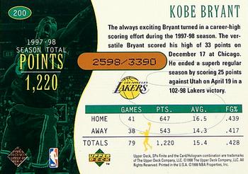 1998-99 SPx Finite #200 Kobe Bryant Back
