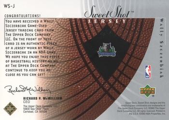 2002-03 Upper Deck Sweet Shot - Jerseys #WS-J Wally Szczerbiak Back