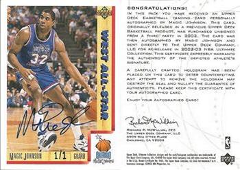 2002-03 Upper Deck Ultimate Collection - Buybacks #37 Magic Johnson / 91-2UD#45 Front