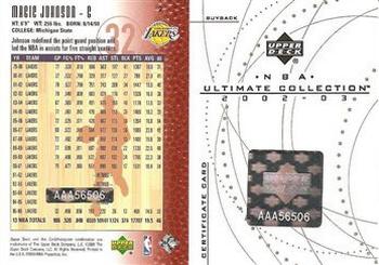 2002-03 Upper Deck Ultimate Collection - Buybacks #38 Magic Johnson / 00UDCenL#2 Back