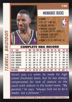 1998-99 Topps #136 Terrell Brandon Back