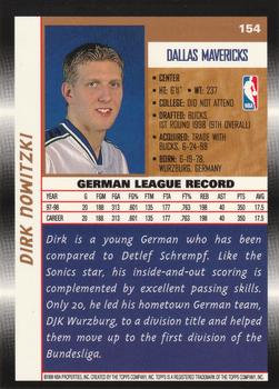 1998-99 Topps #154 Dirk Nowitzki Back