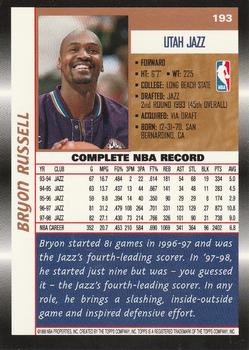 1998-99 Topps #193 Bryon Russell Back