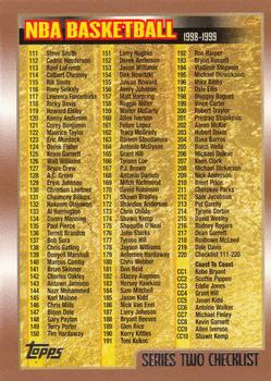 1998-99 Topps #220 Checklist: 111-220 and Inserts Front
