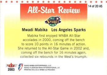 2003 Ultra WNBA - All-Star Review #14 AS Mwadi Mabika Back