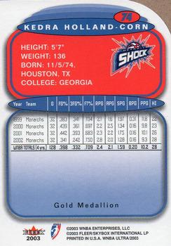 2003 Ultra WNBA - Gold Medallion #74 Kedra Holland-Corn Back