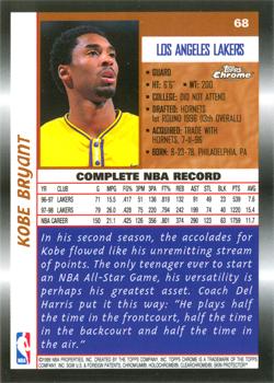 1998-99 Topps Chrome #68 Kobe Bryant Back