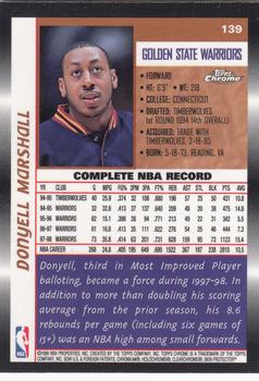 1998-99 Topps Chrome #139 Donyell Marshall Back