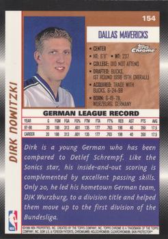1998-99 Topps Chrome #154 Dirk Nowitzki Back