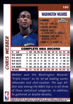 1998-99 Topps Chrome #180 Chris Webber Back