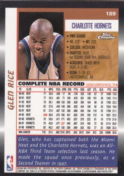 1998-99 Topps Chrome #189 Glen Rice Back