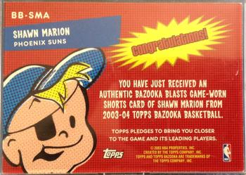 2003-04 Bazooka - Blasts #BB-SMA Shawn Marion Back
