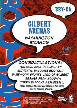 2003-04 Bazooka - Boo-Yah! #BBY-GA Gilbert Arenas Back