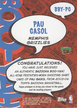 2003-04 Bazooka - Boo-Yah! #BBY-PG Pau Gasol Back