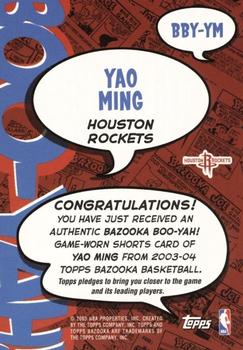 2003-04 Bazooka - Boo-Yah! #BBY-YM Yao Ming Back