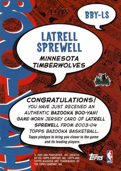 2003-04 Bazooka - Boo-Yah! Foil #BBY-LS Latrell Sprewell Back