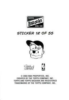 2003-04 Bazooka - Four-on-One Stickers #12 Ron Artest / Kenyon Martin / Doug Christie / Scottie Pippen Back