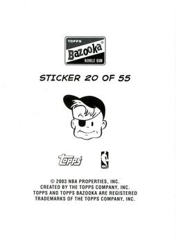 2003-04 Bazooka - Four-on-One Stickers #20 Stromile Swift / Jalen Rose / Morris Peterson / Lamar Odom Back