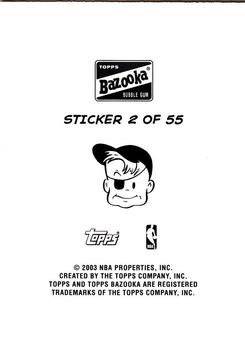 2003-04 Bazooka - Four-on-One Stickers #2 Tracy McGrady / Kobe Bryant / Vince Carter / Allen Iverson Back