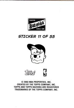 2003-04 Bazooka - Four-on-One Stickers #11 Michael Redd / Wesley Person / David Wesley / Wally Szczerbiak Back