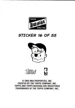 2003-04 Bazooka - Four-on-One Stickers #16 Pau Gasol / Marko Jaric / Peja Stojakovic / Andrei Kirilenko Back