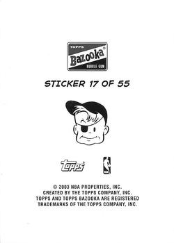 2003-04 Bazooka - Four-on-One Stickers #17 Chauncey Billups / Bobby Jackson / Rodney Rogers / Tim Thomas Back