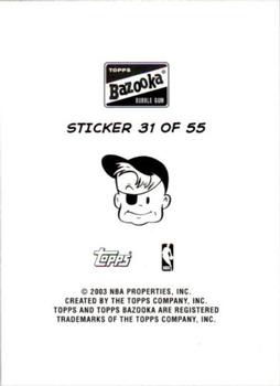 2003-04 Bazooka - Four-on-One Stickers #31 Alonzo Mourning / Brendan Haywood / Vlade Divac / Michael Olowokandi Back