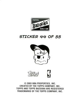 2003-04 Bazooka - Four-on-One Stickers #44 Tony Battie / Jerome James / Clifford Robinson / Erick Dampier Back