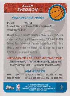 2003-04 Bazooka - Mini #3b Allen Iverson Back