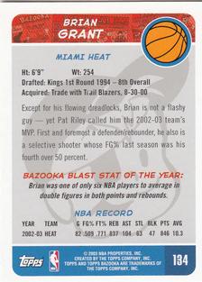 2003-04 Bazooka - Mini #134 Brian Grant Back