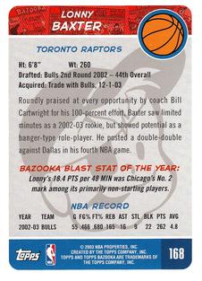 2003-04 Bazooka - Mini #168 Lonny Baxter Back