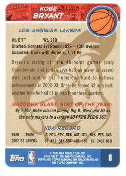 2003-04 Bazooka - Gold #8 Kobe Bryant Back