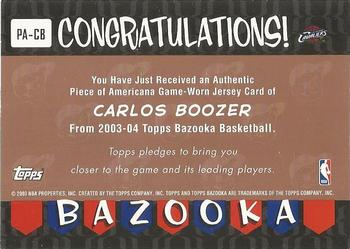 2003-04 Bazooka - Piece of Americana #PA-CB Carlos Boozer Back