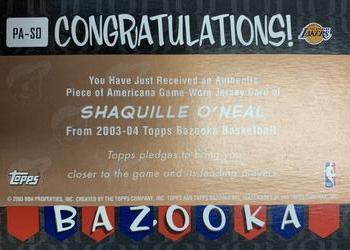 2003-04 Bazooka - Piece of Americana #PA-SO Shaquille O'Neal Back