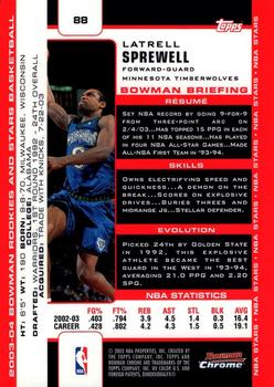 2003-04 Bowman - Chrome #88 Latrell Sprewell Back