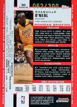 2003-04 Bowman - Chrome Refractors #50 Shaquille O'Neal Back