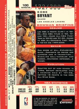 2003-04 Bowman - Chrome Refractors #100 Kobe Bryant Back