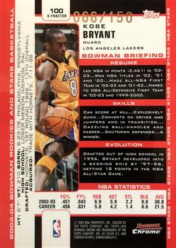 2003-04 Bowman - Chrome X-fractors #100 Kobe Bryant Back