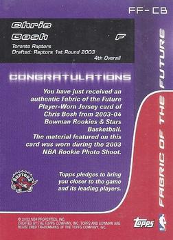 2003-04 Bowman - Fabric of the Future #FF-CB Chris Bosh Back