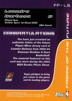2003-04 Bowman - Fabric of the Future #FF-LB Leandro Barbosa Back