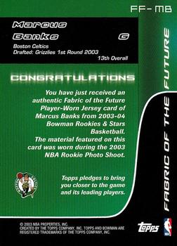 2003-04 Bowman - Fabric of the Future #FF-MB Marcus Banks Back