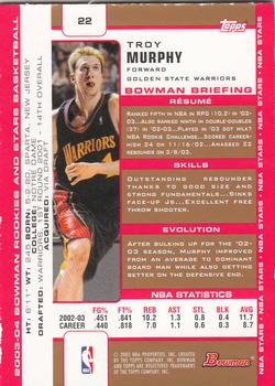 2003-04 Bowman - Gold #22 Troy Murphy Back