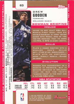 2003-04 Bowman - Gold #63 Drew Gooden Back