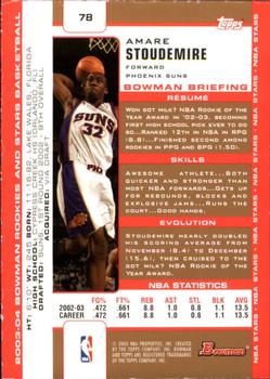 2003-04 Bowman - Gold #78 Amare Stoudemire Back