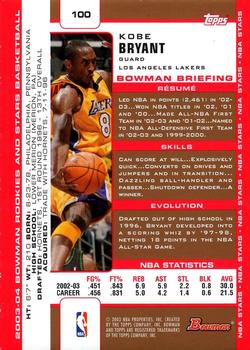 2003-04 Bowman - Gold #100 Kobe Bryant Back